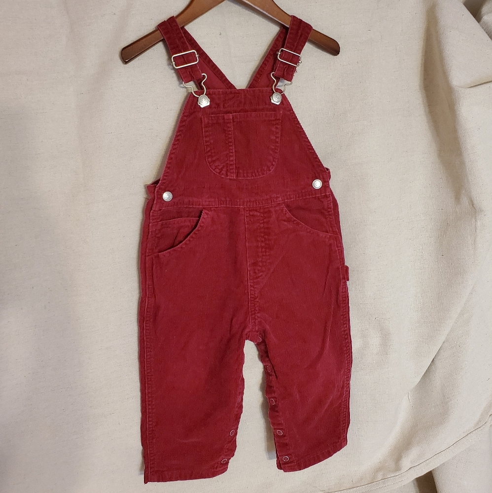 Vintage Baby Gap Maroon Corduroy Bibs 2T